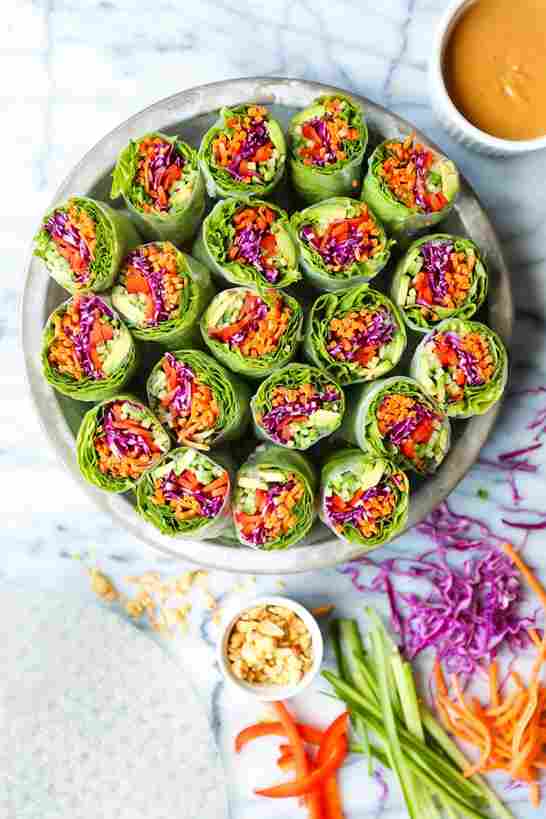 Vegetable Spring Rolls with Peanut Sauce