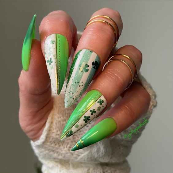 Showstopping Acrylic Shamrock Nails