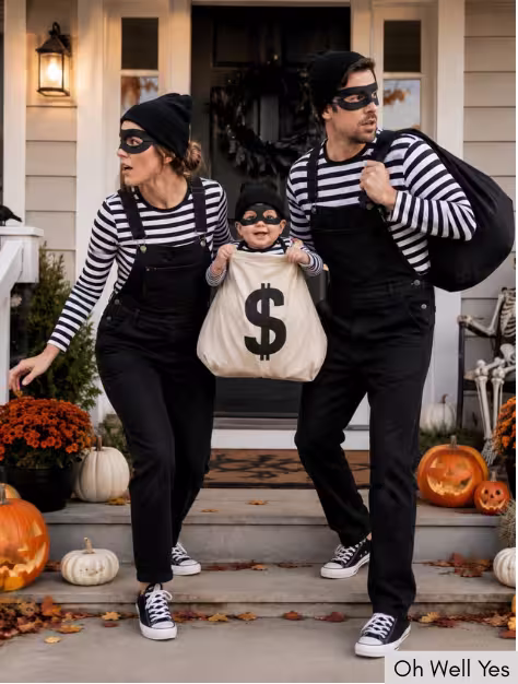 The Great Baby Heist Halloween family costume idea