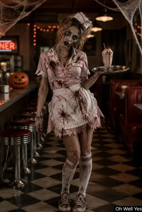Haunted Diner Waitress Costume for Halloween