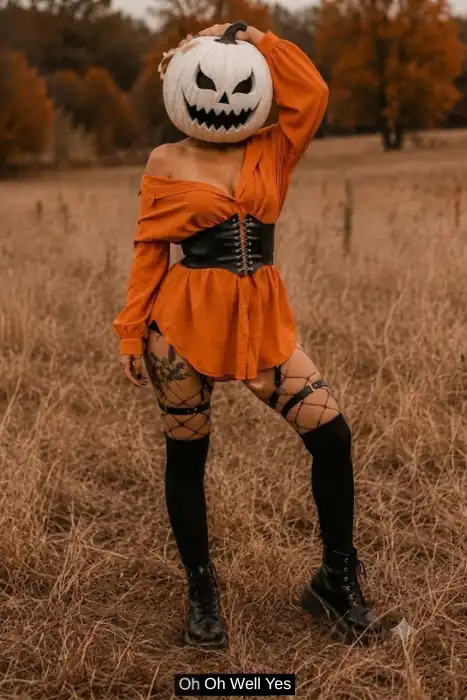 Pumpkin Head Women Halloween Costume