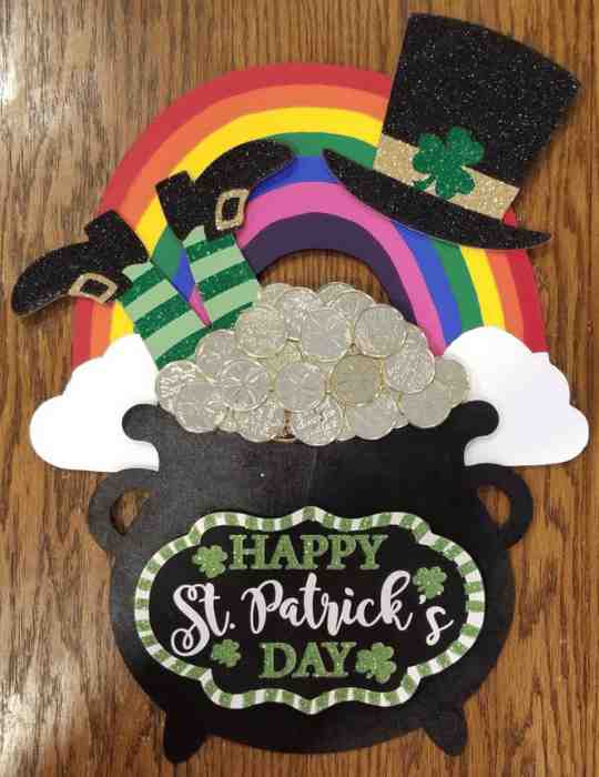 Colorful Rainbow & Pot of Gold Wreath