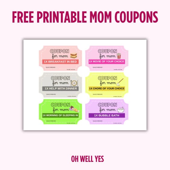 Printable Mother’s Day mom coupons for no chores day and gift idea