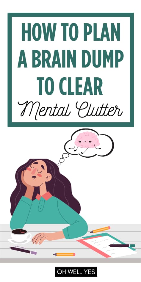 vector of tired woman clearing her thoughts with brain dump