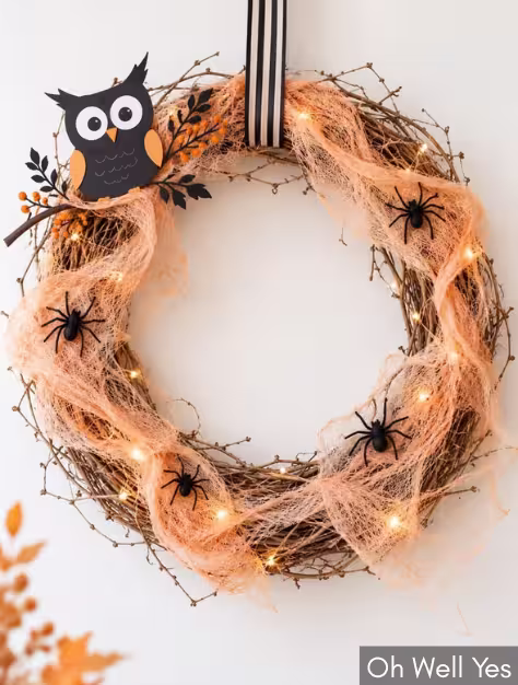 Spooky Owl & Spider Wreath