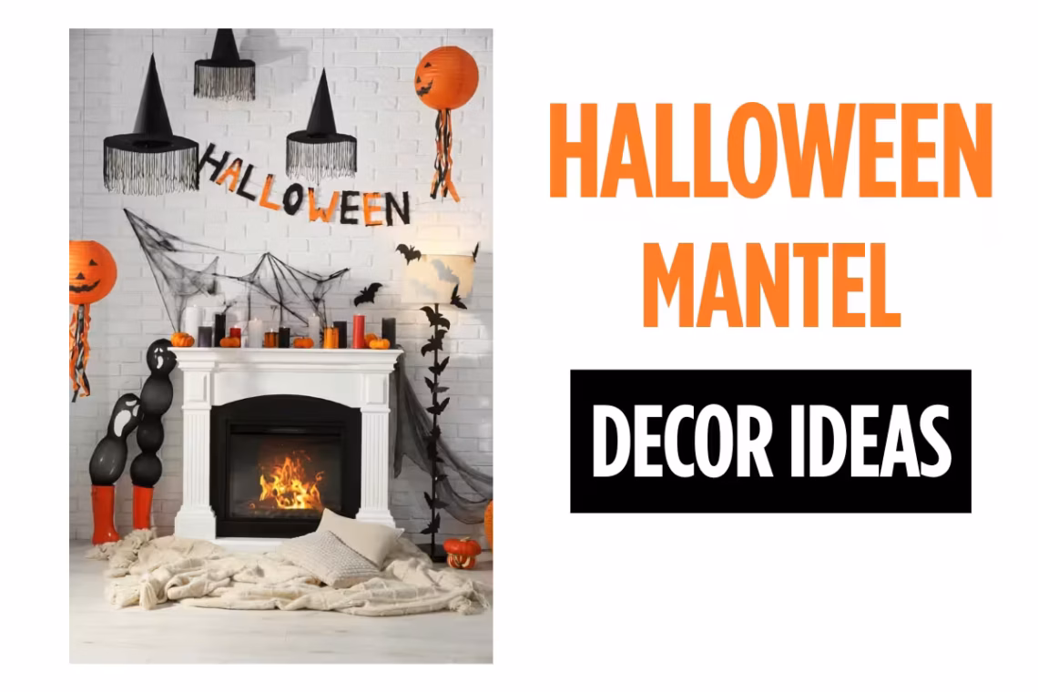 Last minute Halloween mantel decorations