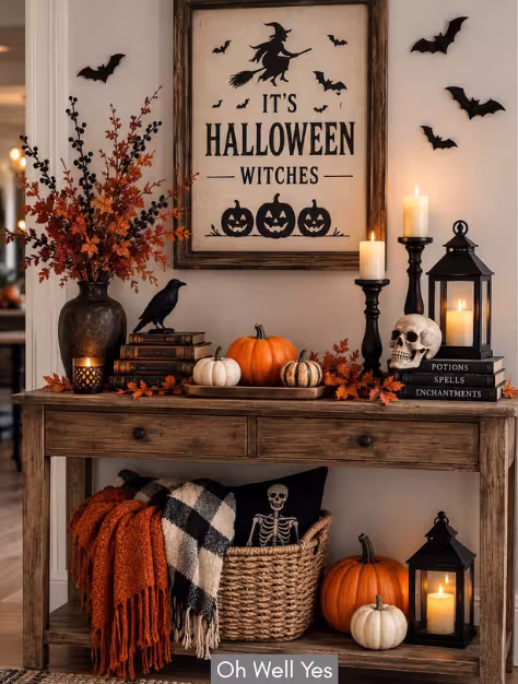 Rustic Halloween Console Table