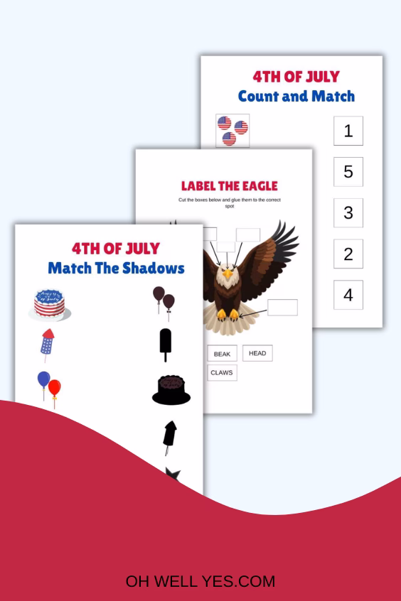 4th of July Kids free Patriotic printable worksheets