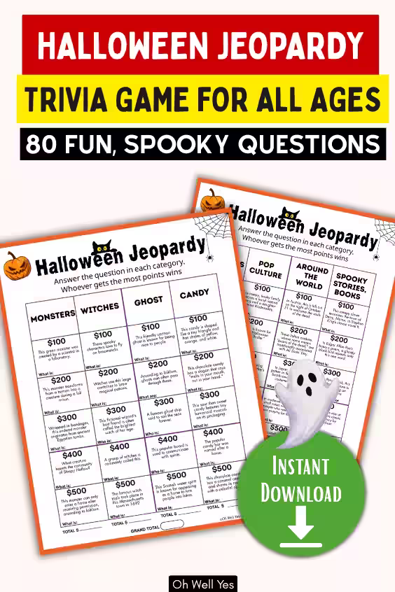full Halloween Jeopardy Game Set