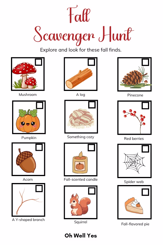 Classic Fall Scavenger Hunt