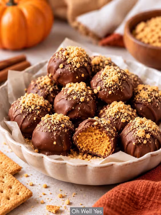 Chocolate Pumpkin Truffles no bake treat idea for fall