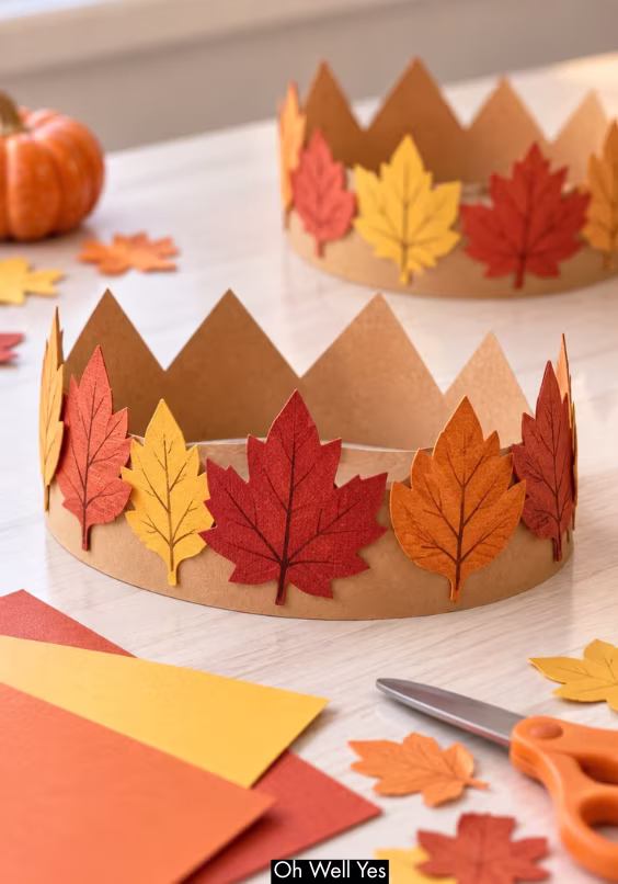 Fall leaf crown an easy craft idea for preschoolers