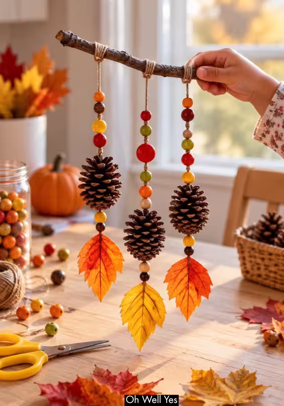 Fall Leaf & Pinecone Mobile