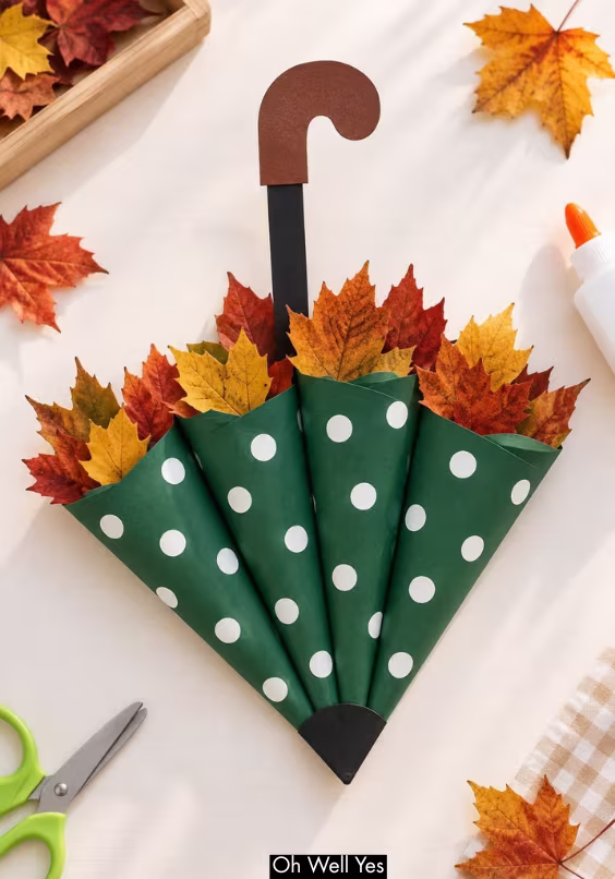 fall beautiful DIY umbrella craft for kids