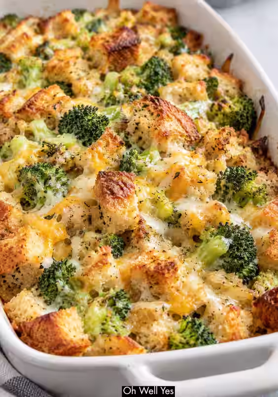 Cheesy Broccoli Stuffing Fall Casserole