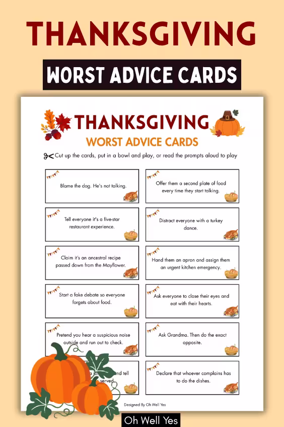 Thanksgiving worst advice ever cards