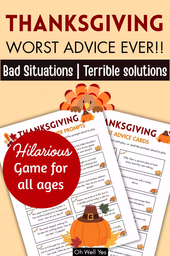 Thanksgiving worst advice ever family and group game