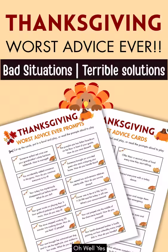 Thanksgiving worst advice ever group game