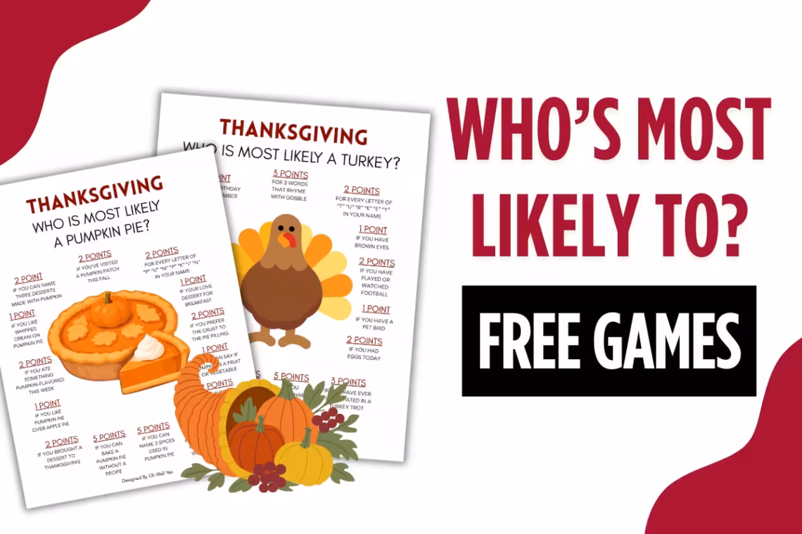 Who's most likely to Thanksgiving and free fall game